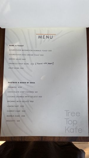 Menu 2  at The Tree Top Kafe in Auroville