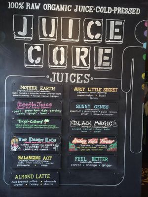Menu (changes daily) at Juice Core in Scottsdale