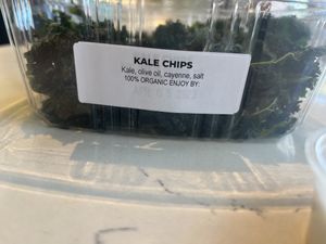 Kale chips ingredients - so clean!   at Juice Core in Scottsdale