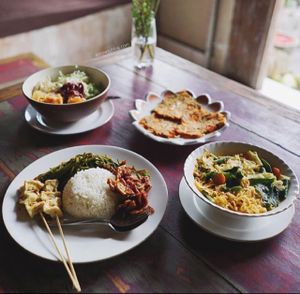 our vegan dish at Nine Heaven Vegan Warung in Ubud
