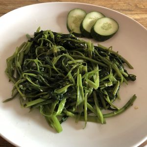 Water spinach! at Nine Heaven Vegan Warung in Ubud