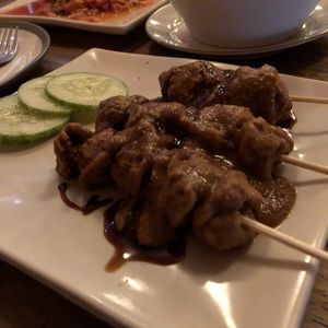 “Chicken” skewers (soy meat) at Nine Heaven Vegan Warung in Ubud
