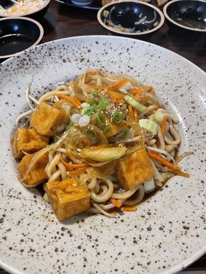 Teriyaki tofu udon noodles  at Mamy in Prague