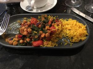 my improvised vegan meal - totally delicious and nutritious  at The Swan Stafford Restaurant in Stafford