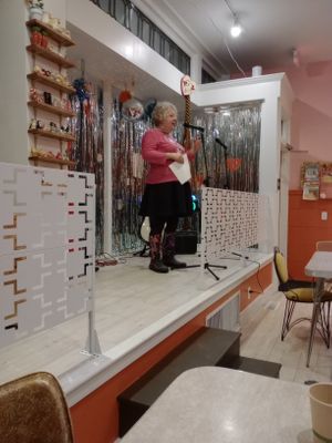 An open mic reading on First Friday at The Kitsch-enette in York