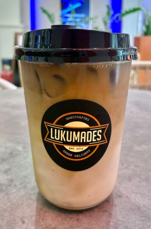 Iced oat latte  at Lukumades - The Palm Jumeirah in Dubai