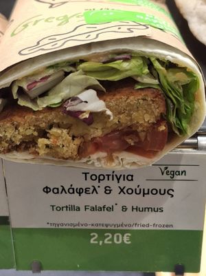 Falafel tortilla at Gregory's in Rodos