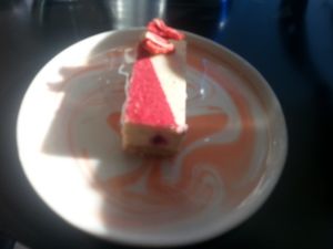 Strawberries and cream cheesecake at Pana Chocolate in Richmond