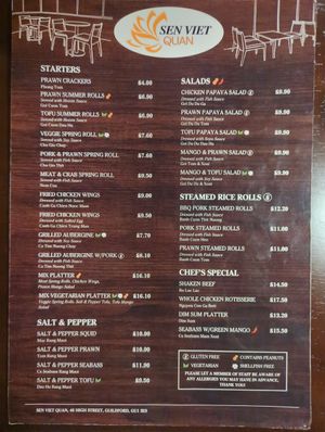 Menu March 2026 1/4 at Sen Viet Quan Guildford in Guildford