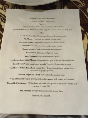 Ask for Vegan menu at Southern Spice in Seven Mile Beach