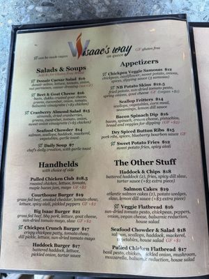 Menu 08/24  at Issac's Way in Fredericton