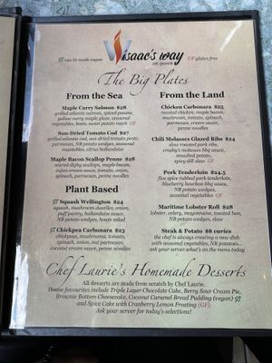 Menu 08/24  at Issac's Way in Fredericton