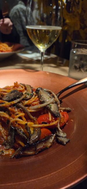 Pasta with red sauce, cherry tomatos, and mushrooms at Brava Modern Trattoria in Glenwood Springs