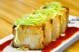 Radish cake at Veggiezen Health Vegetarian Restaurant in Metro Manila