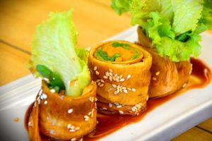Beancurd roll at Veggiezen Health Vegetarian Restaurant in Metro Manila