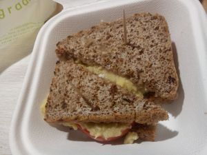 Tuna sandwich not really tasting like tuna but good  at Veggie Point in Prague