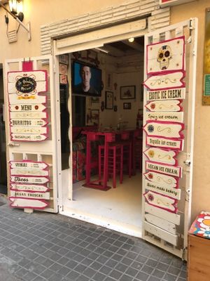 Outside at La Heladeria Mexicana in Barcelona