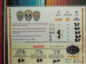 Menu at La Heladeria Mexicana in Barcelona