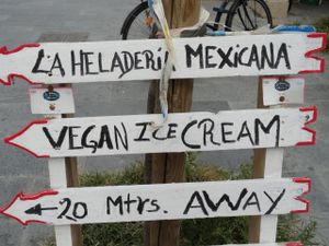 Panel seen from the beach at La Heladeria Mexicana in Barcelona