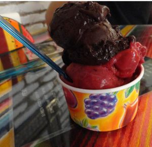 Chocolate and chili, raspberry at La Heladeria Mexicana in Barcelona