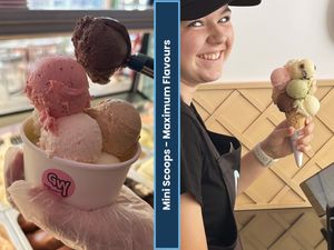 Mini scoops mean more flavours to try! Mix and match handmade gelato and sorbets, with plenty of vegan options available every day. at Gelato Wonderland in Labrador