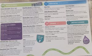 The menu. There may have been another side but I didn't take a picture. at Choice Healthy Kitchen and Juice Bar in Kihei