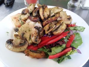 Vegan pesto mushrooms at Country Road Cafe in Perth