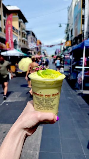 Blended avocado with soymilk at Hippie Vegan in Bangkok