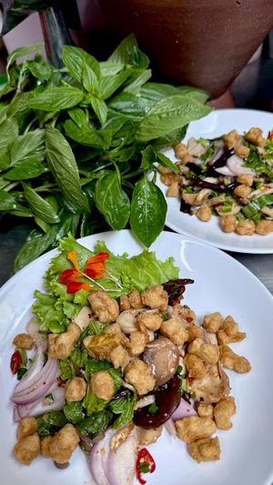 Deep fried tofu salad at Hippie Vegan in Bangkok