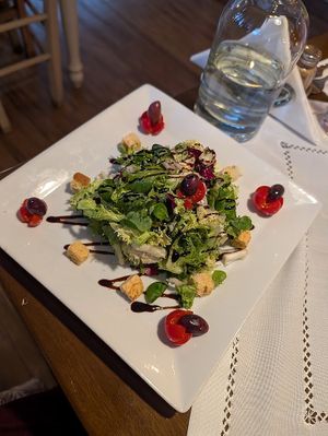 Vegan green salad at Odyssey Greek Restaurant in Chesterfield