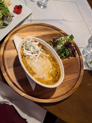 Vegan moussaka at Odyssey Greek Restaurant in Chesterfield