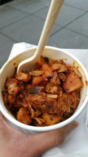 BEST jackfruit BBQ pulled pork that I have EVER found anywhere in the world! at Soul Groove in San Francisco