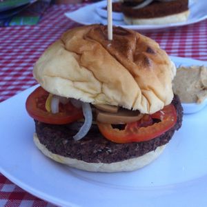 Black bean burger at Ernie's Burgers in Sihanoukville