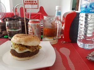 falafel burger. at Ernie's Burgers in Sihanoukville