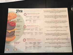 menu at Jiva Burgers in St Petersburg