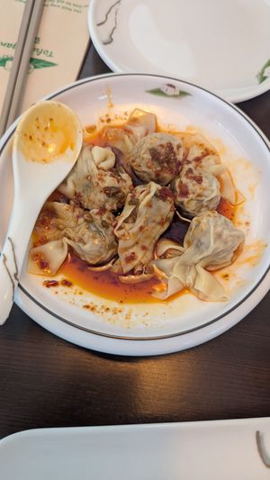 Dumpling with special sauce at Tofu Vegan in Brighton