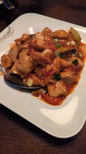 Tofu, chick'n with pickle at Tofu Vegan in Brighton