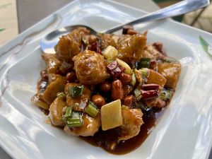 Kung pao chicken  at Tofu Vegan in Brighton