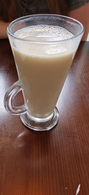 Hot homemade soya milk at Tofu Vegan in Brighton