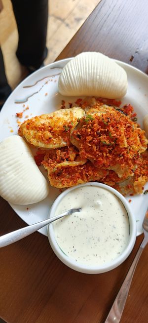 Fried Aubergine with Bao Buns at Tofu Vegan in Brighton