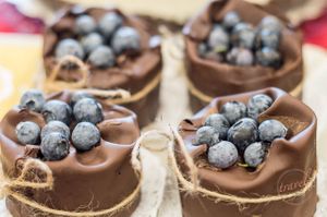 Chocolate 'logs' with wild blueberries and belgian chocolate base. at Soma Vital Food in Sofia