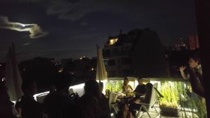 Beautiful night on the terrase at Soma Vital Food in Sofia