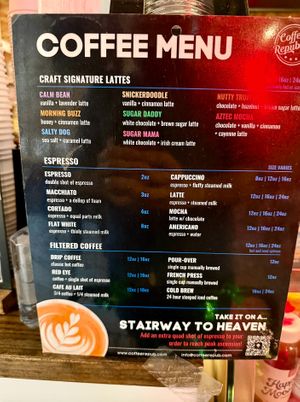 Coffee Menu at Coffee Republic & Coworking in Huntersville