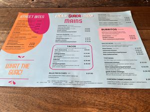 Menu  at Holy Guaca-Moly in Paihia