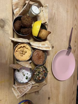Mezze 6 plates including hummus and falafel    at Persepolis - Snackistan in South East London