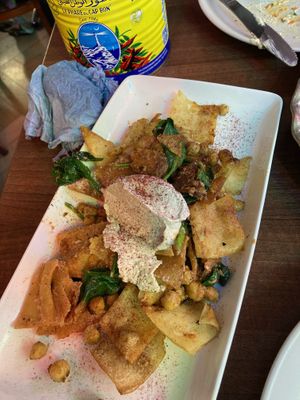 Fried bread and humus   at Persepolis - Snackistan in South East London