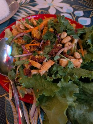 Nam Khao (Thai Crispy Rice Salad) MUST ORDER!!! at Esan Thai SE Division in Portland