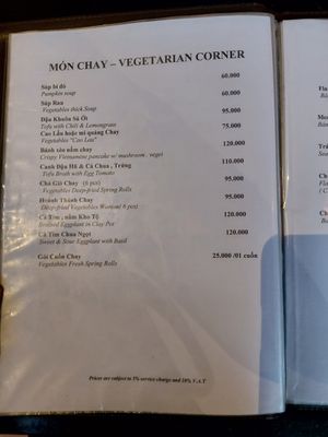Menue at Moon river - Song trang restaurant Hoi An in Hoi An