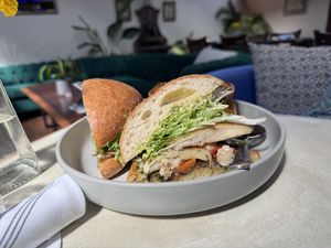 Lion’s Mane on Ciabatta   at Circle & Square Bistro, Corralitos, CA in Watsonville
