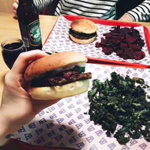The delicious California burger with vegan béarnaise sauce and avocado. at M.O.B. - Marais in Paris